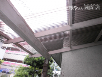 木製テラス 波板