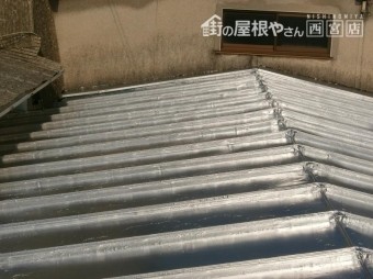 青からシルバーへ塗装工事