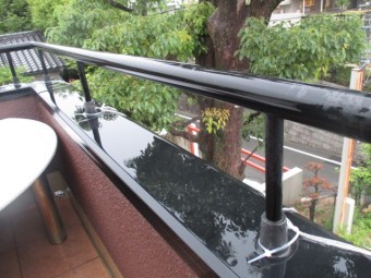 西宮市木造2階建てバルコニー手すり笠木塗装