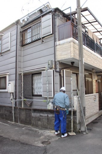 屋根修理足場設置3