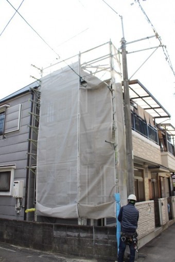 屋根修理足場設置7