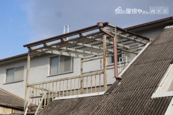 尼崎市ポリカ波板修理3
