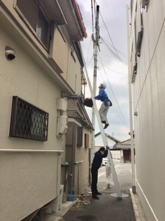 屋根にあがる