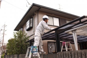 カーポート屋根修理中1