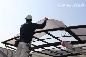 車庫の屋根修理2