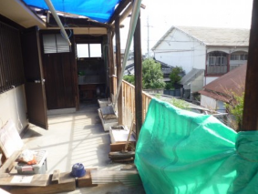 木製テラス屋根破損被害