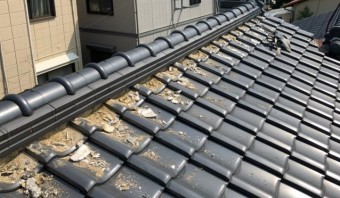西宮市木造住宅瓦屋根漆喰補修