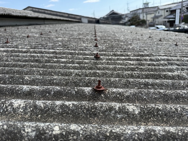 錆びた固定釘の近景