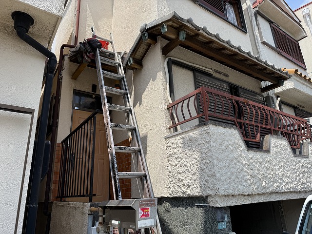 梯子設置した施工準備