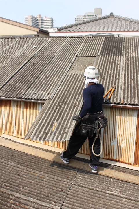 スレート波板屋根修理５