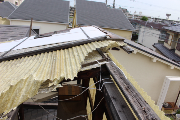 木製テラス屋根修理４